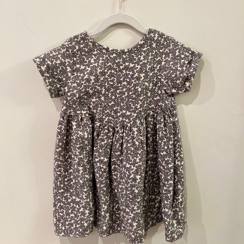 Quincy Mae Gray Flower Dress 4-5Y